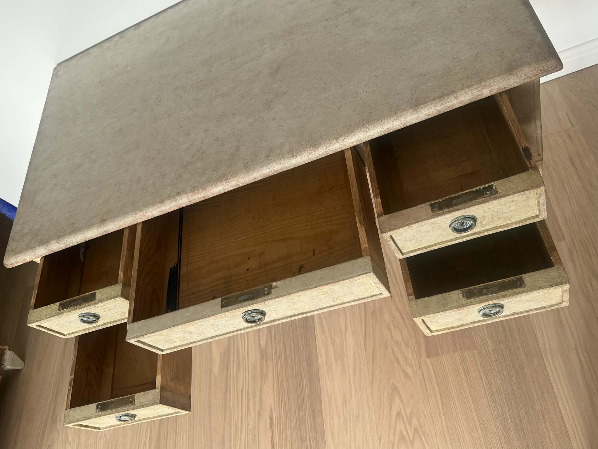 20th Century Swedish Gustavian style writing desk painted and distressed - Image 8