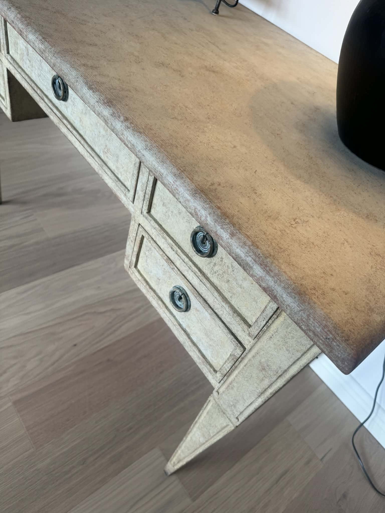 20th Century Swedish Gustavian style writing desk painted and distressed - Image 15