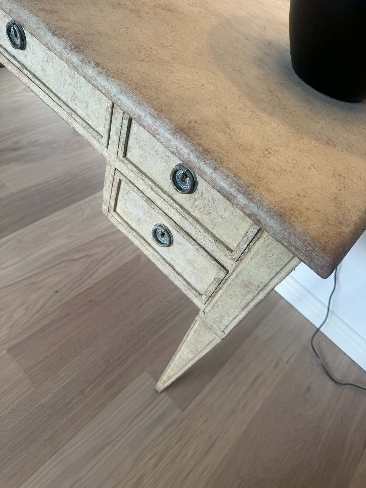 20th Century Swedish Gustavian style writing desk painted and distressed - Image 16
