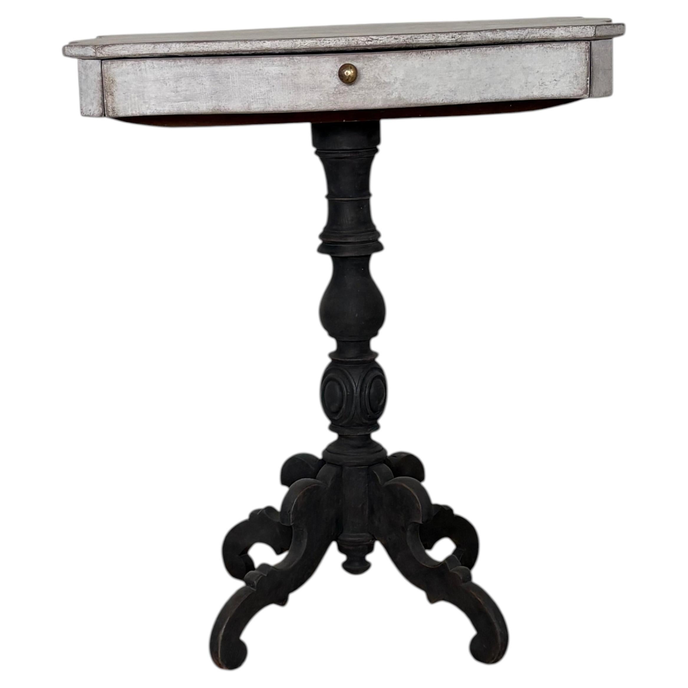 Swedish Gustavian-Style Pedestal Side Table (Pine, late 19century) - Image 16