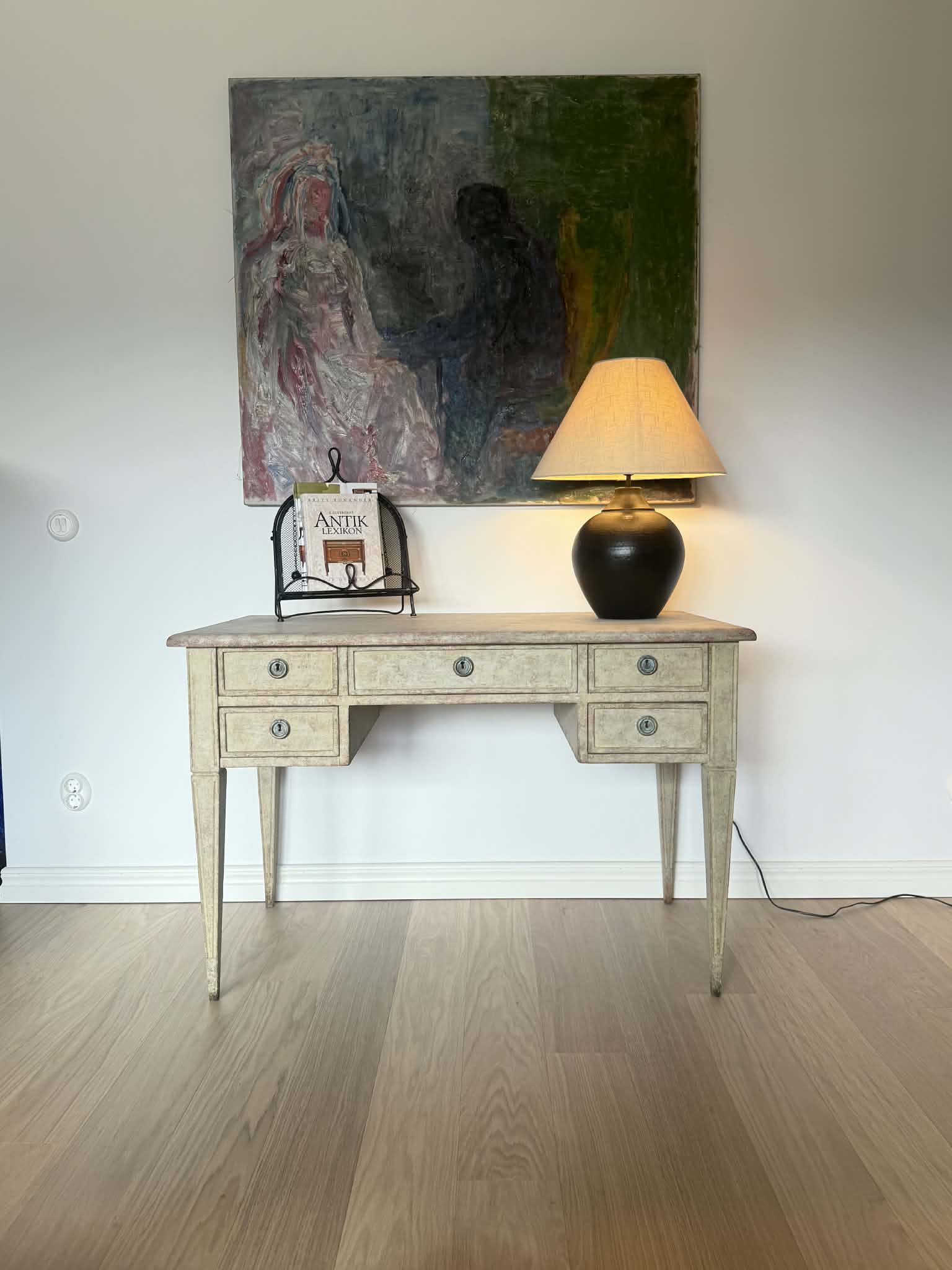 20th Century Swedish Gustavian style writing desk painted and distressed - Image 17